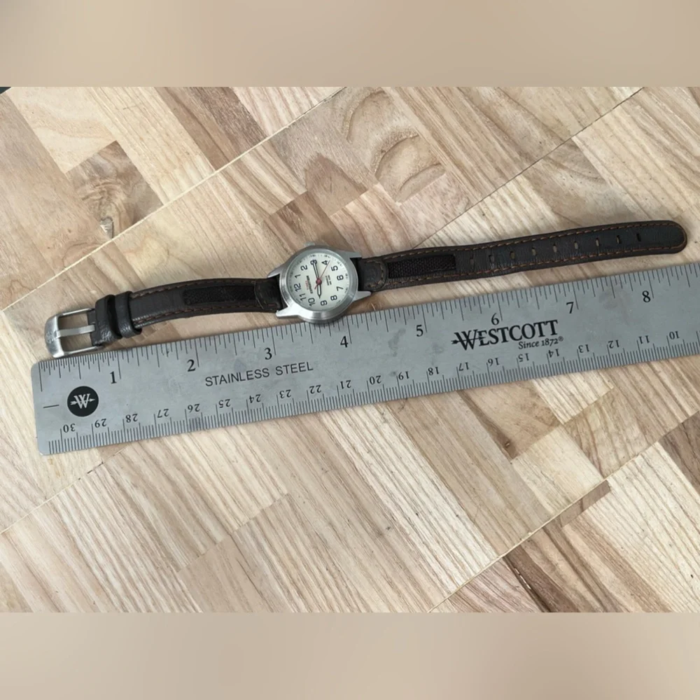 Timex Expedition Ladies Watch Indiglo Light-Up Dial Stainless Case Leather Strap
